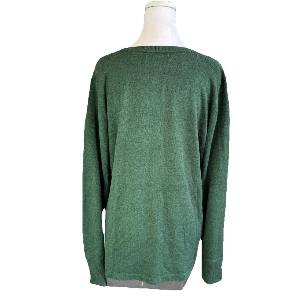 Croft & Barrow Sweater Large Green The Extra Soft V Neck Long Sleeve Womens NWT